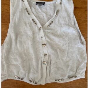 Vintage Honors White Buttoned youth vest size medium